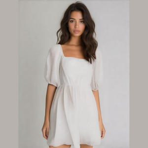 A New Day Puff Sleeve Embroidered Eyelet Dress White 100% Cotton Women's Size L